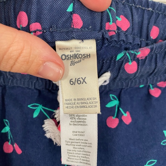 OshKosh 🍒 Cherry Fruit Navy Blue Casual Drawstring Summer Boho Beach Shorts - Picture 4 of 11